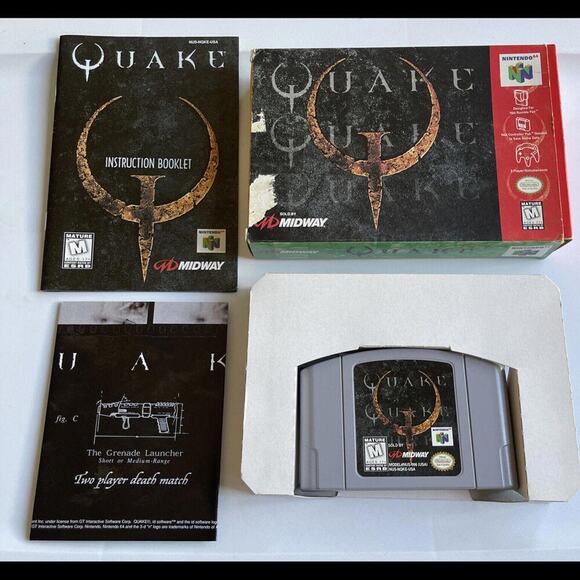 Quake Nintendo 64 Game Cartridge Complete In Box With Manual And Poster
